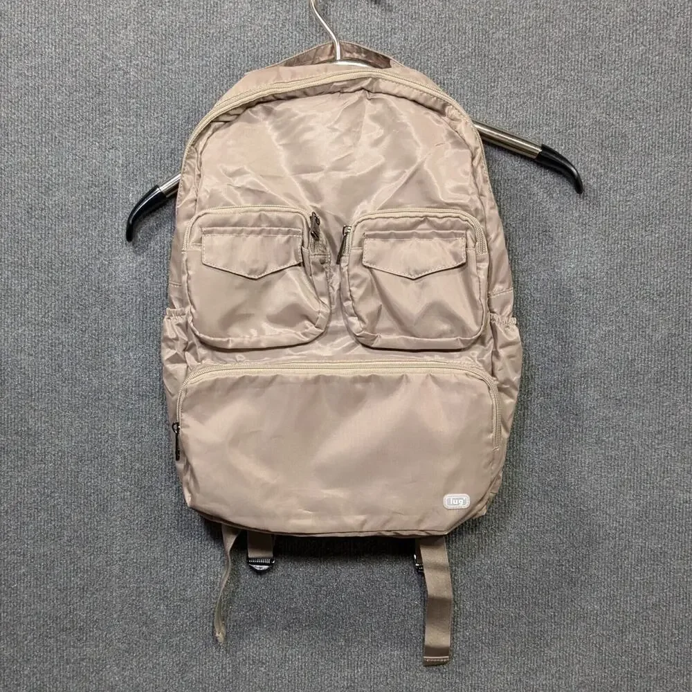 Lug Puddle Jumper Back Pack Womens Pockets Zip Nylon Solid Tan